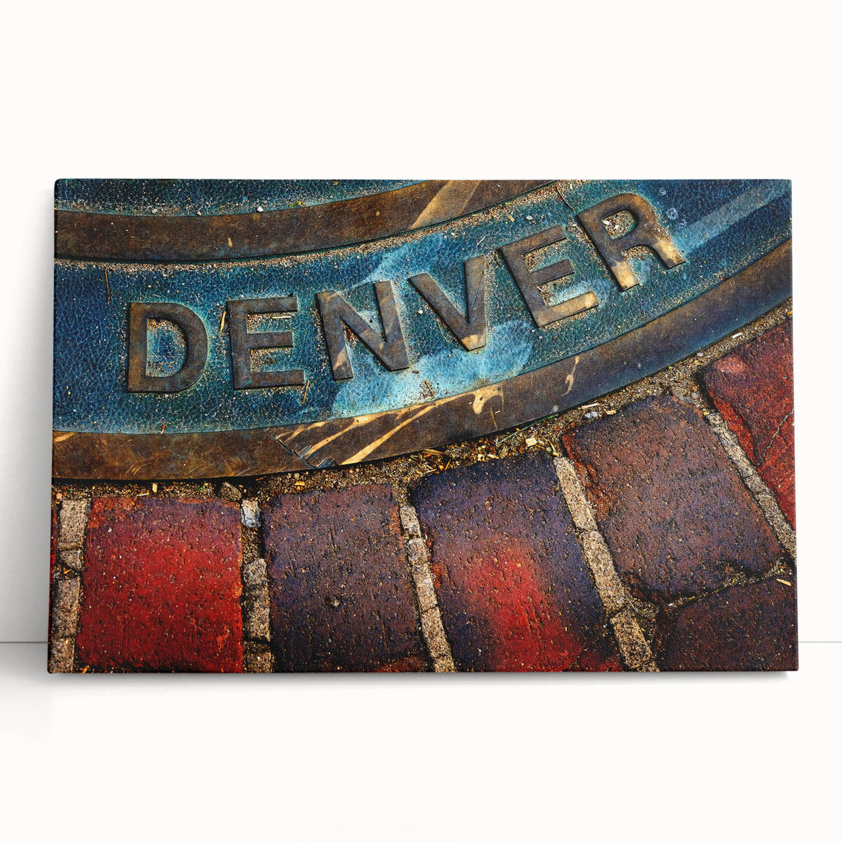 Black and white image of Denver skyline on stretched canvas, ideal for kitchen wall art.