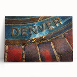 Black and white image of Denver skyline on stretched canvas, ideal for kitchen wall art.
