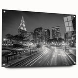 Large abstract wall art depicting a Connecticut scenery in muted earth tones on acrylic glass.