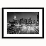 Abstract art print of a colorful Connecticut landscape in vibrant hues on a large framed canvas, ideal for living room decor.