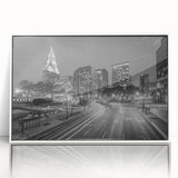 Art deco poster of Connecticut scenery in muted gray and blue tones on framed acrylic, ideal for modern nursery wall art.