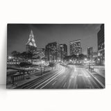 Black and white photo of a Connecticut landscape on a large stretched canvas, suitable as kitchen wall art or for a bedroom.