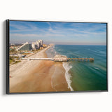 Black and white framed canvas of Daytona landscape in a vintage poster style, ideal for bedroom decor.