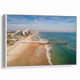 Vintage poster art of Daytona scenery on framed canvas, featuring colorful art in extra large size.
