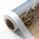 Art Deco style Daytona scenery on rolled canvas, featuring pastel shades, ideal for nursery wall art.