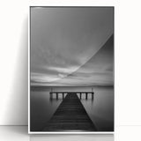 Art deco poster of Delaware scenery in muted blue and white tones on framed acrylic, ideal for modern art wall decor.