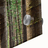 Large abstract wall art depicting Kauai's lush scenery in vibrant green and blue tones on acrylic glass.