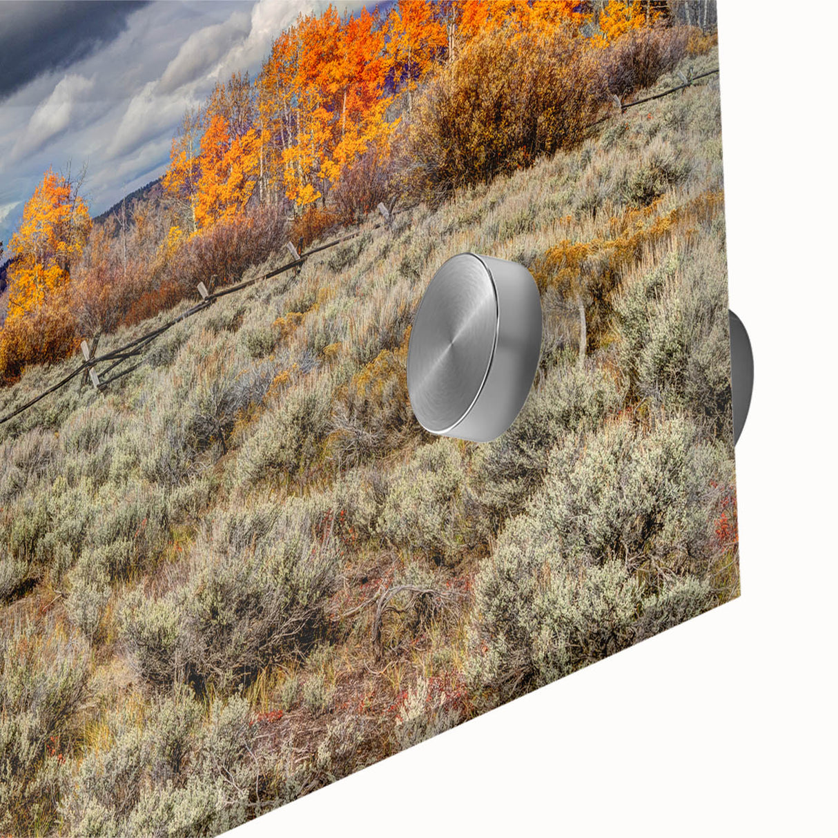 Large abstract wall art depicting vibrant Idaho scenery on acrylic glass, ideal for dining room ambiance.