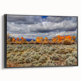 Black and white landscape art painting of Idaho scenery on framed canvas, suitable for bedroom wall decor.