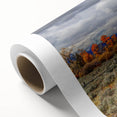 Art deco poster of Idaho scenery in pastel shades on rolled canvas, ideal for nursery wall art.