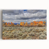 Black and white photo of Idaho scenery on large stretched canvas, suitable for kitchen art.