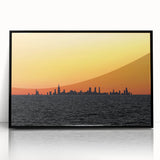 Large abstract wall art of Chicago skyline in black and gray tones on framed acrylic, suitable for modern art wall decor.