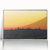 Art deco poster of Chicago skyline in monochrome tones on framed acrylic, suitable for modern art wall decor.