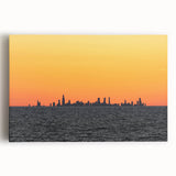 Black and white stretched canvas featuring a panoramic Chicago skyline, ideal for kitchen wall art.