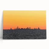 Black and white stretched canvas of Chicago skyline, ideal for kitchen wall art or bedroom ambiance.