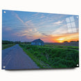 Acrylic print of a large abstract Iowa scenery in muted earth tones, suitable for bedroom or dining room decor.