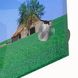 Large abstract wall art of Kentucky scenery in muted earth tones on acrylic glass, ideal for dining room ambiance.