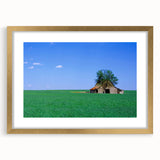 Extra large abstract art print featuring textured scenery of Kentucky, in a gold frame, suited for living room decor.