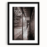 Extra large abstract art print of colorful, textured New Orleans scenery on a black framed canvas.