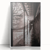 Framed acrylic print of New Orleans scenery in art deco style, with muted color tones, suitable for nursery wall art.