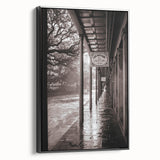 Black and white vintage poster art of a New Orleans landscape on framed canvas, ideal for bedroom wall decor.