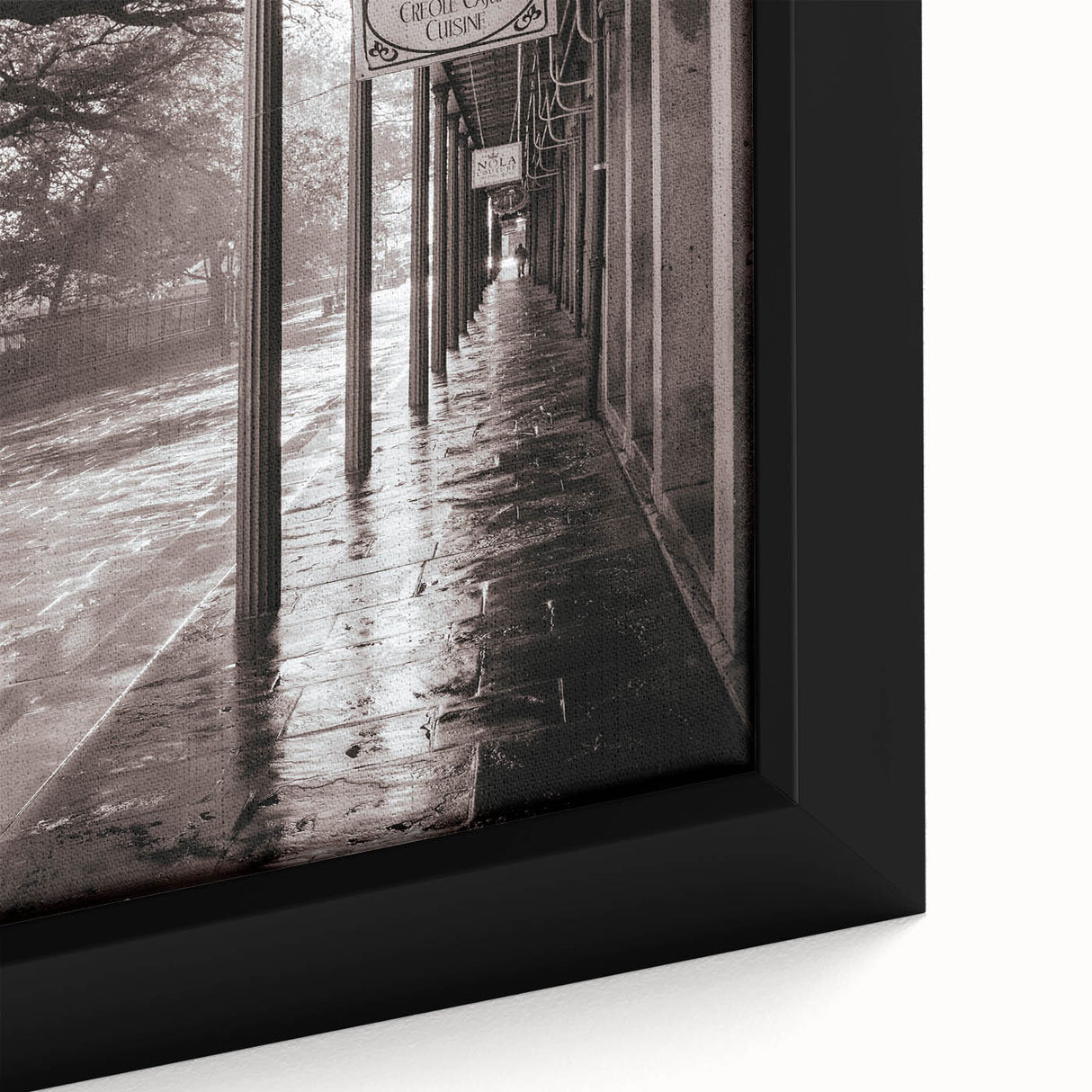 Extra large black wall art featuring a textured depiction of New Orleans, with colorful, vibrant hues, framed on canvas.