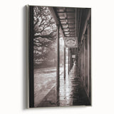 Framed canvas of a vintage-style New Orleans landscape painting featuring vibrant colors, ideal for living room decor.