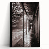 Black and white photo of New Orleans street on stretched canvas, ideal for kitchen wall art.