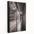 Side view of a stretched canvas depicting a vibrant New Orleans street scene, ideal for kitchen wall art.