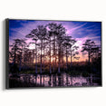Black and white vintage poster art featuring a Louisiana landscape on a framed canvas, ideal for bedroom wall decor.