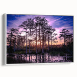 Vintage poster art of a Louisiana landscape, featuring colorful art on a large framed canvas, ideal for living room decor.