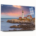 Acrylic print of Acadia National Park with vivid green and blue tones, ideal for dining room decor.