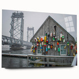 Acrylic print of a serene Maine landscape in muted blues and greens, ideal for bedroom or dining room art.