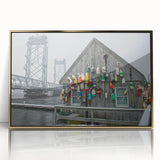 Large art print of a Maine landscape in muted earth tones on a framed acrylic, suitable for modern art wall decor.