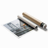 Extra large rolled print of Maine scenery with vibrant floral elements, ideal for classy bathroom wall art.