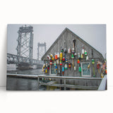Black and white photograph of Maine scenery on large stretched canvas, ideal for kitchen wall art or bedroom ambiance.