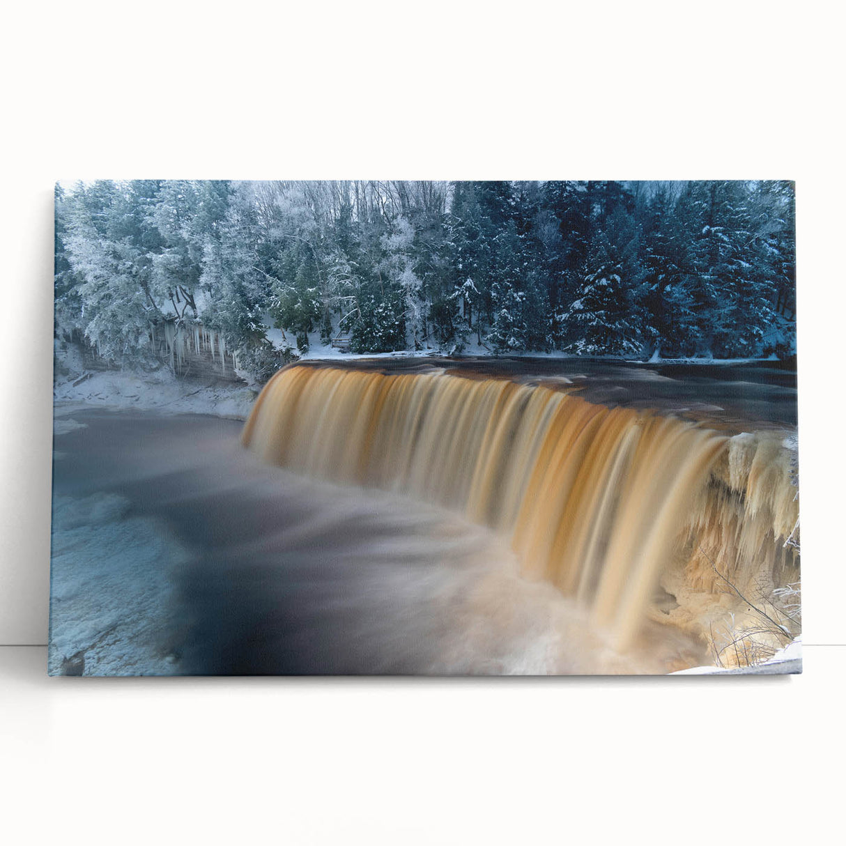Black and white photo of Michigan's Upper Peninsula on stretched canvas, ideal for kitchen wall art.