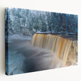 Scenic Upper Peninsula, Michigan landscape on stretched canvas, featuring lush green tones, suitable for kitchen wall art.