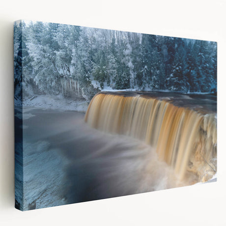 Scenic Upper Peninsula, Michigan landscape on stretched canvas, featuring lush green tones, suitable for kitchen wall art.