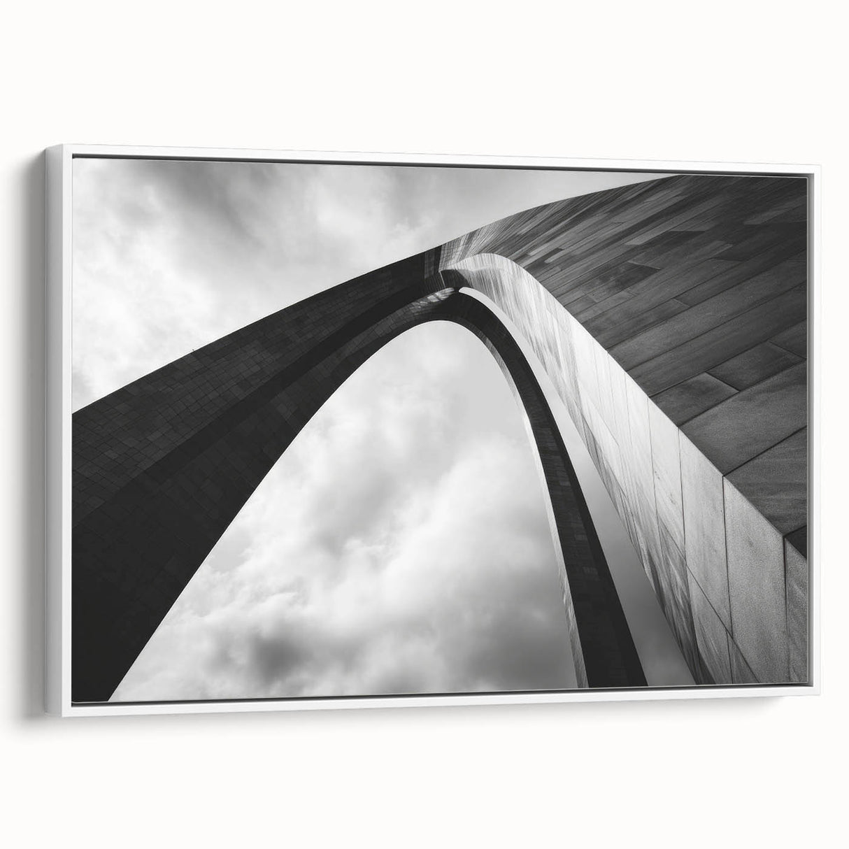 Vintage poster art of St. Louis skyline in vibrant colors on extra large framed canvas, ideal for living room decor.