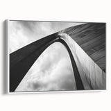 Vintage poster art of St. Louis skyline in vibrant colors on extra large framed canvas, ideal for living room decor.