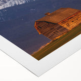 Art deco poster featuring a serene Montana landscape in muted earth tones on rolled canvas, suitable for dining room decor.