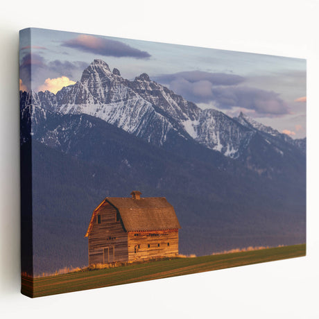 Scenic Montana landscape on large stretched canvas, featuring muted earth tones, ideal for kitchen wall art.