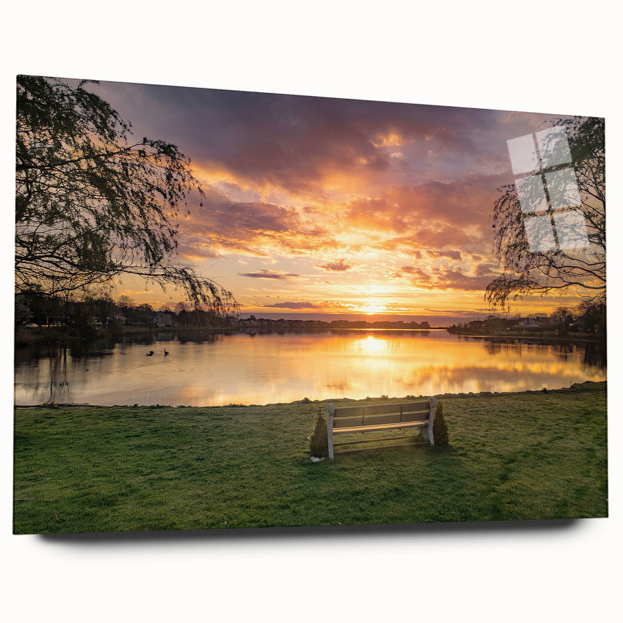 Large abstract wall art of New Jersey scenery in muted earth tones on acrylic glass, ideal for bedroom or dining room decor.
