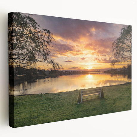 Side view of a stretched canvas featuring a scenic New Jersey landscape in muted earth tones, ideal for kitchen wall art.