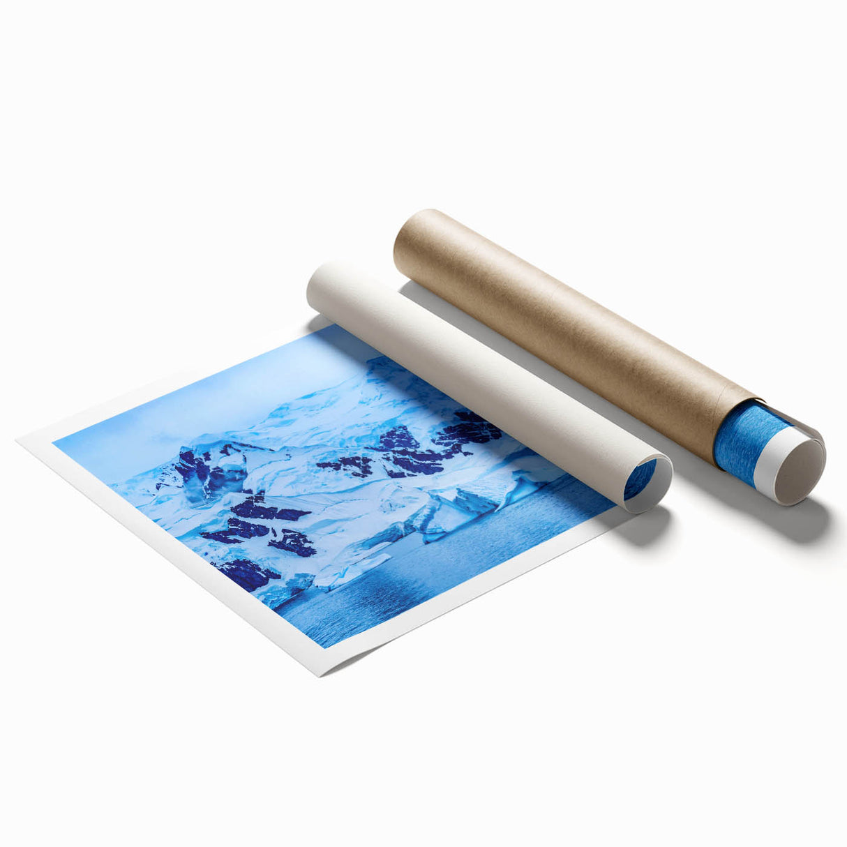 Rolled print of Charlotte, North Carolina skyline in muted earth tones.