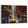 Black and white framed canvas of Manhattan skyline, ideal for bedroom wall art in a vintage poster style.