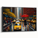 Black and white framed canvas of Manhattan skyline, ideal for bedroom wall art in a vintage poster style.