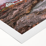 Art deco poster of Portland, Oregon skyline in muted earth tones on rolled canvas, suited for dining room decor.