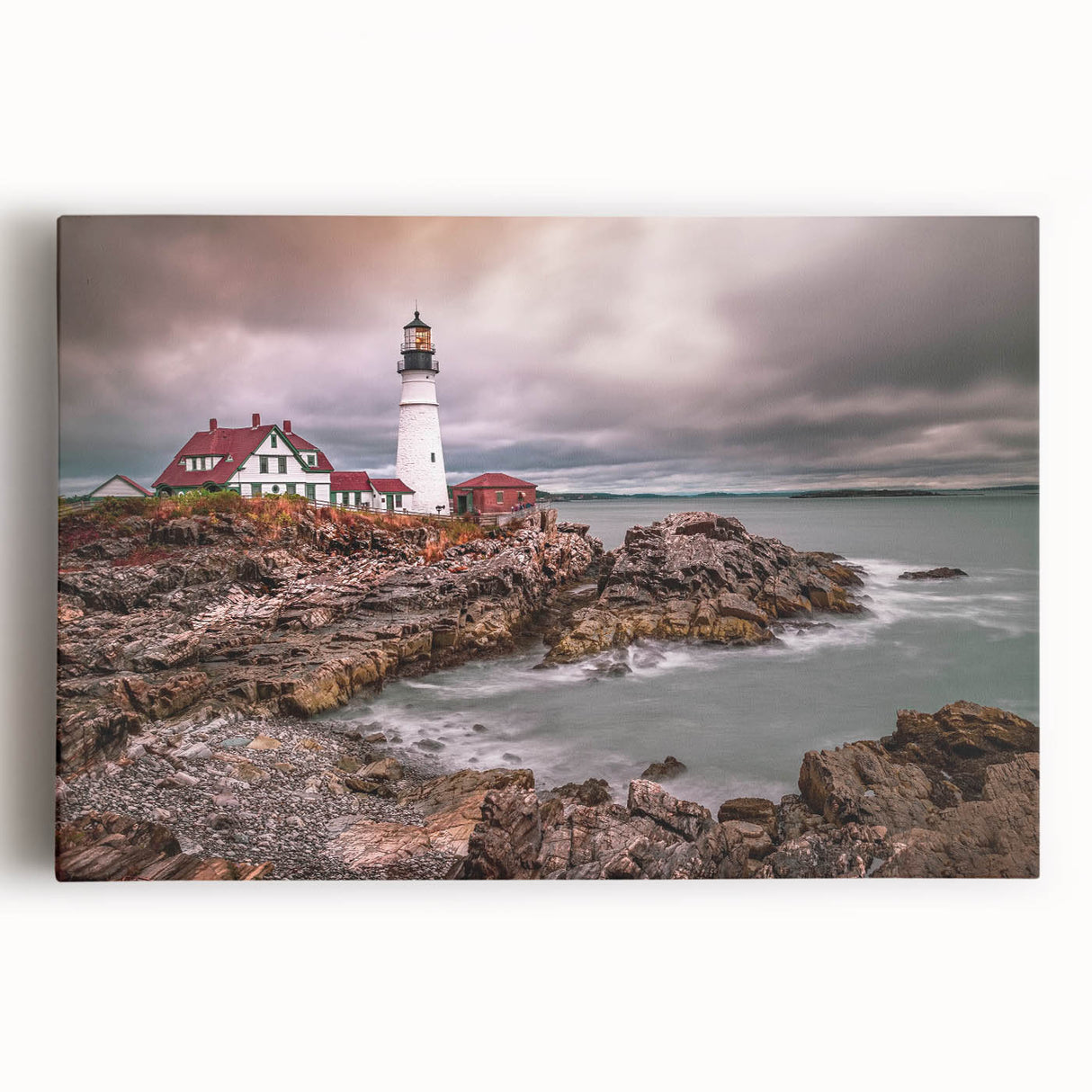 Black and white large art print of Portland, Oregon skyline on stretched canvas, ideal for kitchen wall art.